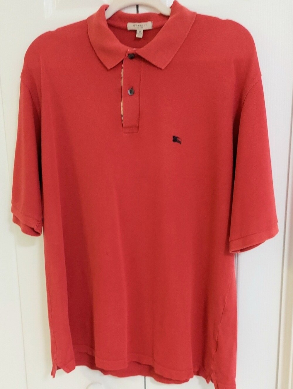 Burberry London Polo, Size M, Tomato Red, Short Sleeves, Cotton